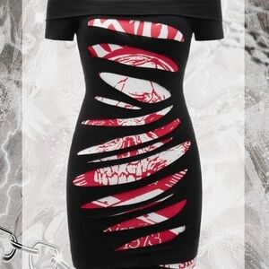 Black and Red Sleeveless Mini Dress